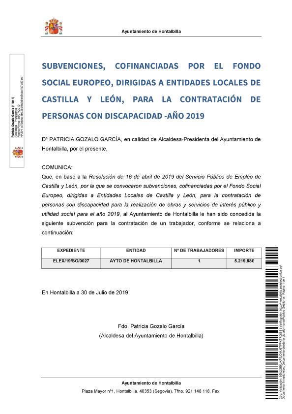 Imagen SUBVENCIONES COFINANCIADAS POR EL FONDO SOCIAL EUROPEO PARA LA CONTRATACIÓN DE PERSONAS CON...