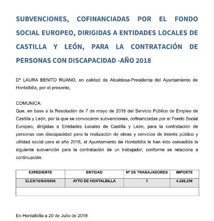 Imagen Subvenciones cofinanciadas por el Fondo Social Europeo para la contratación de personas con discapacidad